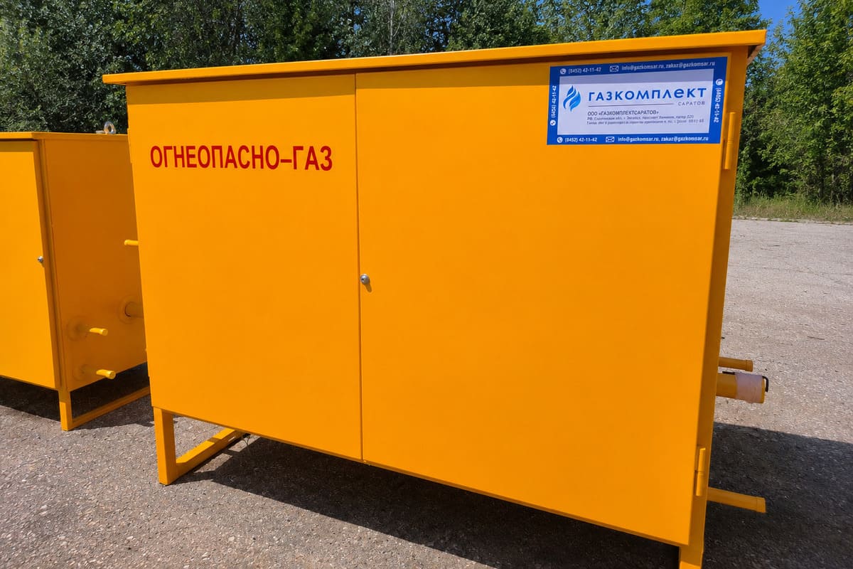 Газорегуляторный пункт шкафной ГРПШ-ГКС-2А-2Н на базе регуляторов РДНК-50/1000 для производственного предприятия во Владимирской области
